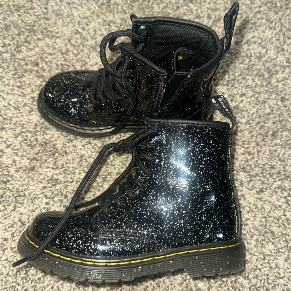 Dr Martens kids Black Glitter Boots